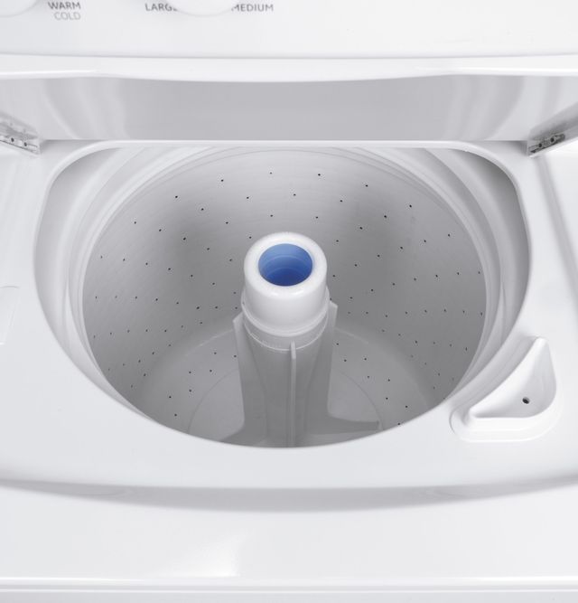 GE® Unitized Spacemaker® Gas Washer/Dryer Stack Laundry-White 1