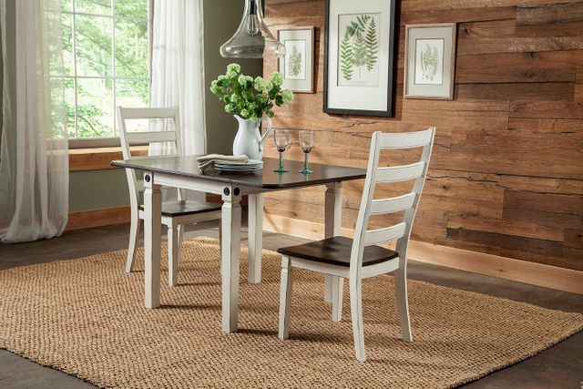 Intercon Glennwood White and Charcoal Drop Leaf Dining Table 3