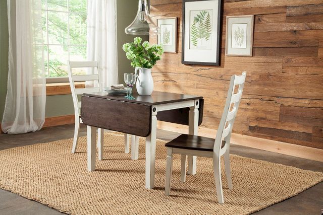 Intercon Glennwood White and Charcoal Drop Leaf Dining Table 2