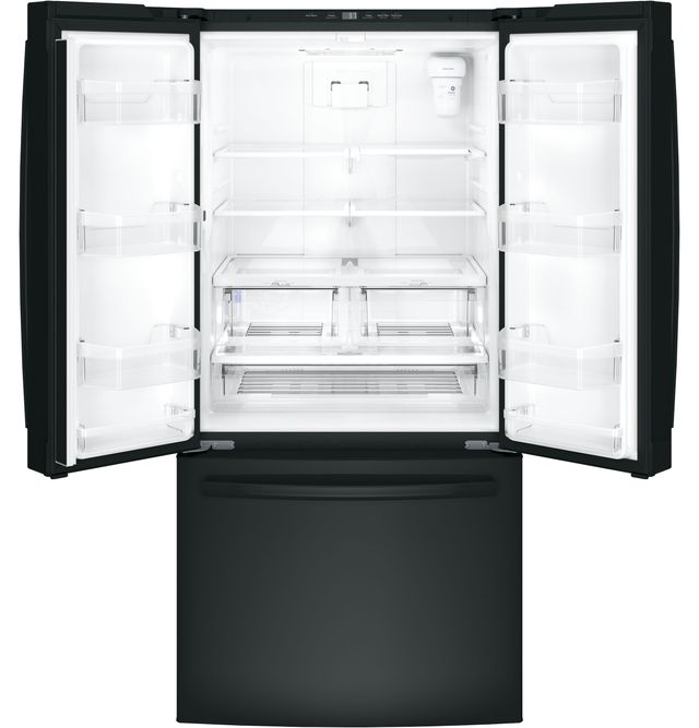 GE® 18.6 Cu. Ft. Black Counter Depth French Door Refrigerator 3