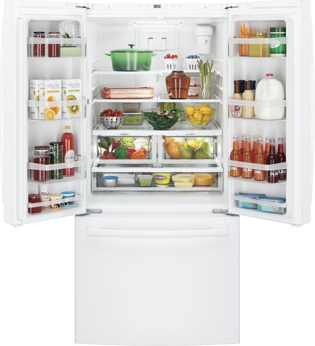 GE® 18.6 Cu. Ft. White Counter Depth French Door Refrigerator 6
