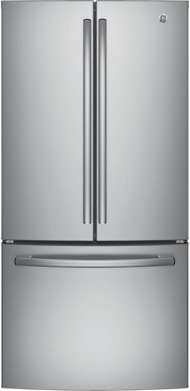 GE® 18.6 Cu. Ft. Stainless Steel Counter Depth French Door Refrigerator-GWE19JSLSS-0