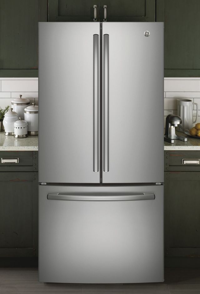 GE® 18.6 Cu. Ft. Counter Depth French Door Refrigerator-Stainless Steel-1