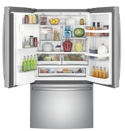 GE® Series 22.2 Cu. Ft. Counter Depth French Door Refrigerator-Stainless Steel 1