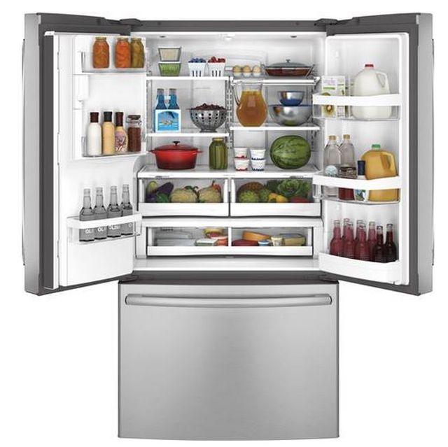 GE® 22.1 Cu. Ft. Counter-Depth French-Door Refrigerator-Stainless Steel 1