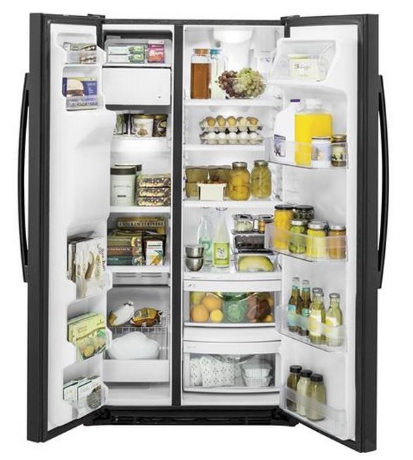 GE® 21.9 Cu. Ft. Black Counter Depth Side By Side Refrigerator 1