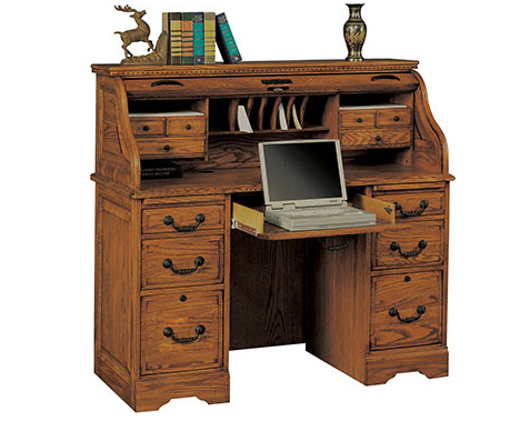 Winners Only® 48" Home Office Furniture Rolltop Desk Heritage Light Oak