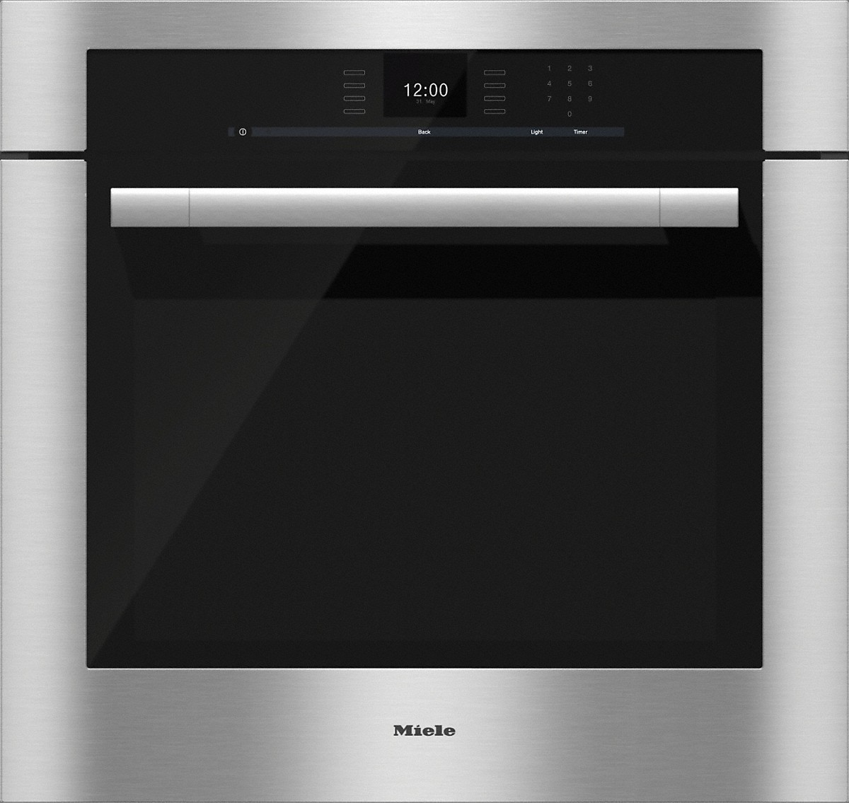 Miele ContourLine 28.44" Electric Single Oven Built In-Clean Touch Steel-H6580BP