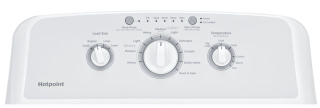  Hotpoint, HTW240ASKWS, 3.8 pies cúbicos Máquina de lavado de carga  superior, blanca, 8 ciclos : Electrodomésticos