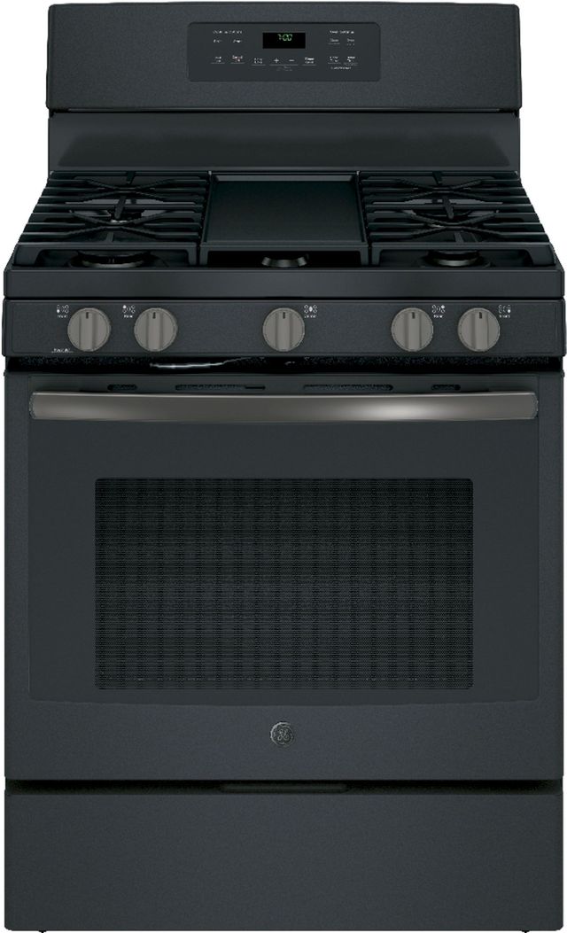 GE® 30" Free Standing Gas Convection Range-Black Slate (SCRATCH AND DENT)