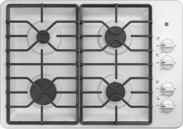 GE® 30" White Built In Gas Cooktop