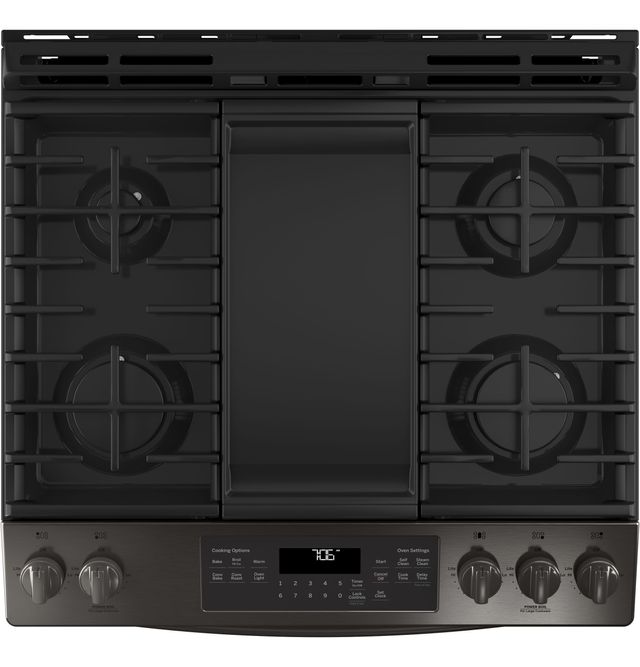 GE® 30" Slide In Convection Gas Range-Black Stainless 2