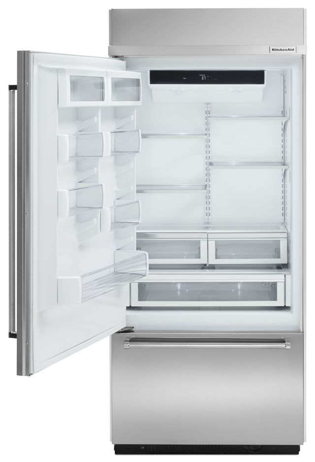 KitchenAid® 20.9 Cu. Ft. Stainless Steel Built In Bottom Freezer Refrigerator 1