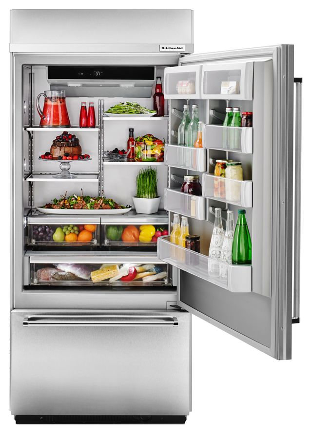 KitchenAid® 20.9 Cu. Ft. Stainless Steel Built In Bottom Freezer Refrigerator-2