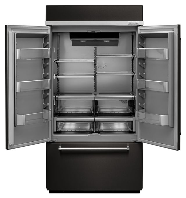 KitchenAid® 24.2 Cu. Ft. Black Stainless Steel with PrintShield™ Finish Built In French Door Refrigerator-KBFN502EBS-1