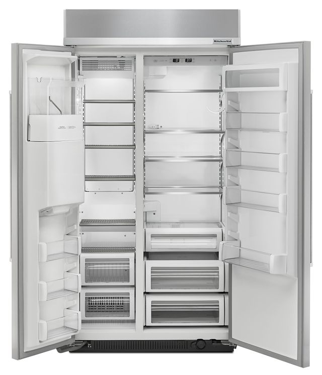 KitchenAid® 25.0 Cu. Ft. Stainless Steel with PrintShield™ Finish Built In Side-By-Side Refrigerator 1
