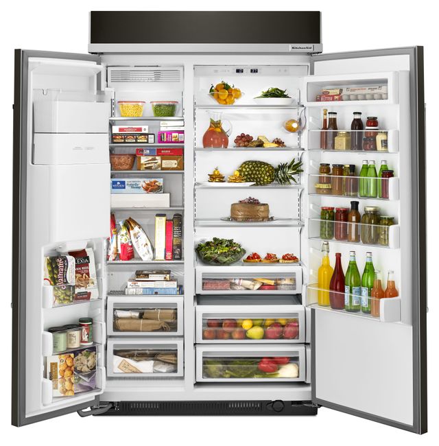 KitchenAid® 29.52 Cu. Ft. Black Stainless Steel with PrintShield™ Finish Built In Side-By-Side Refrigerator 2
