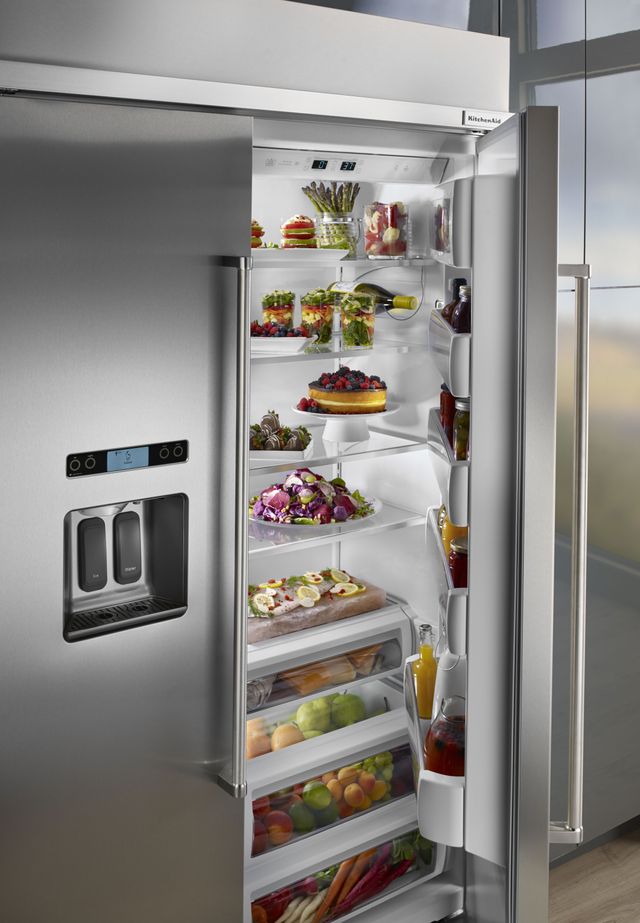 KitchenAid® 29.5 Cu. Ft. Stainless Steel with PrintShield™ Finish Built In Side-By-Side Refrigerator 8