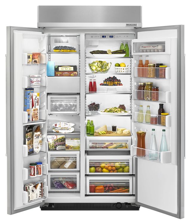 KitchenAid® 25.48 Cu. Ft. Stainless Steel with PrintShield™ Finish Built In Side-By-Side Refrigerator-2