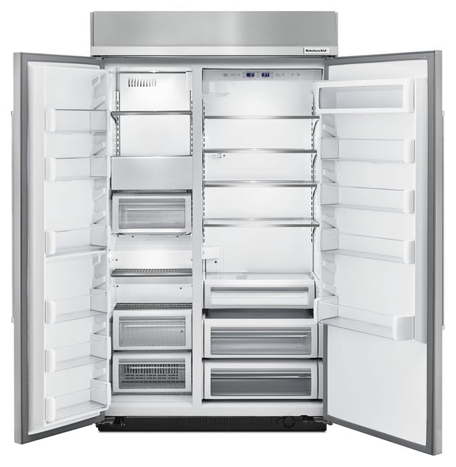 KitchenAid® 30.02 Cu. Ft. Stainless Steel with PrintShield™ Finish Built In Side-By-Side Refrigerator-1