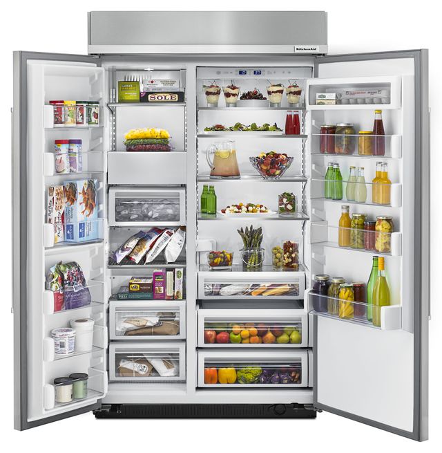 KitchenAid® 30.02 Cu. Ft. Stainless Steel with PrintShield™ Finish Built In Side-By-Side Refrigerator-2