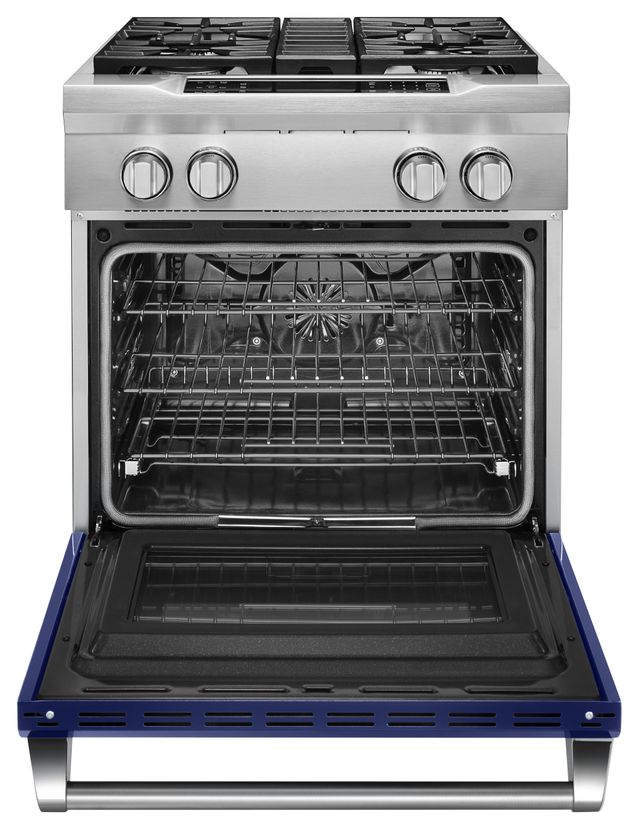 KitchenAid® 30" Cobalt Blue Commercial Style Free Standing Dual Fuel Range 1