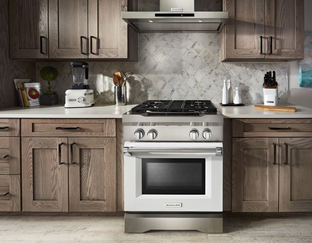 KitchenAid® 29.75" Imperial White Commercial Style Free Standing Dual Fuel Range 3