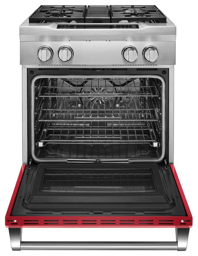 KitchenAid® 30" Signature Red Commercial Style Free Standing Dual Fuel Range 1