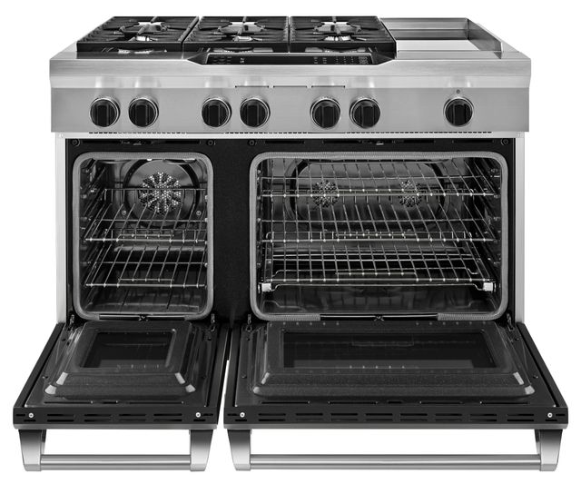 KitchenAid® 48" Imperial Black Commercial Style Free Standing Dual Fuel Range 1