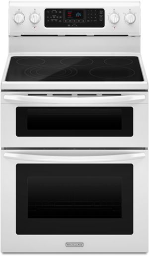 KitchenAid® Architect® Series II 30" Free Standing Electric Double Oven Range-White 0