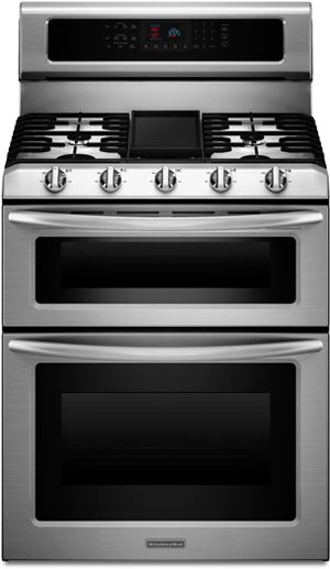 KitchenAid® Architect® Series II 30" Free Standing Gas Double Oven Range-Stainless Steel 0