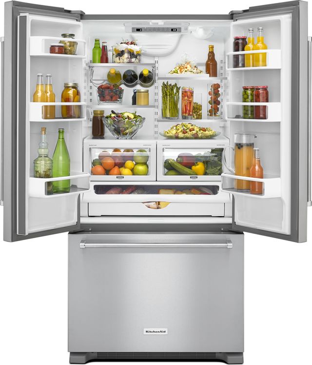 Réfrigérateur à portes françaises à profondeur de comptoir 36 po KitchenAid® de 22,0 pi³ - Acier inoxydable 2