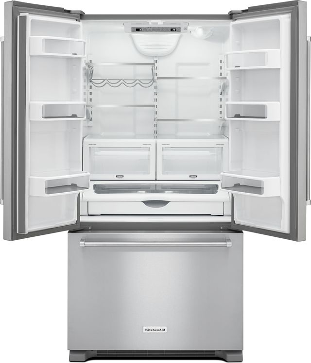KitchenAid® 21.9 Cu. Ft. Stainless Steel Counter Depth French Door Refrigerator 1