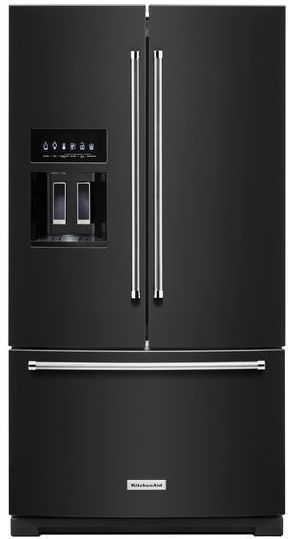 KitchenAid® 26.8 Cu. Ft. Black Standard Depth French Door Refrigerator 1