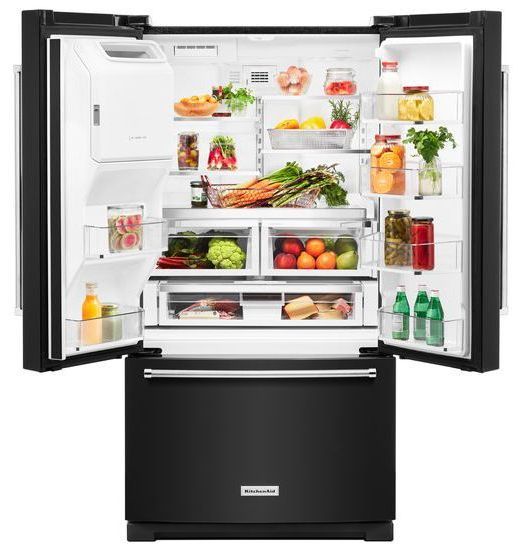 KitchenAid® 26.8 Cu. Ft. Black Standard Depth French Door Refrigerator 3