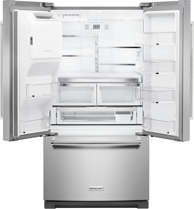 Réfrigérateur à portes françaises de 36 po KitchenAid® de 26,8 pi³ - Acier inoxydable résistant aux traces de doigts 1