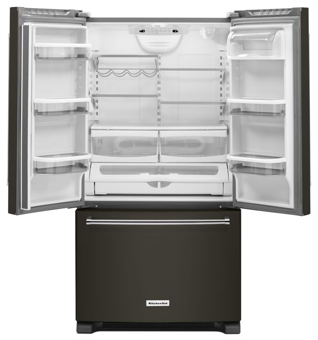 KitchenAid® 20.0 Cu. Ft. Black Stainless Steel with PrintShield™ Finish Counter Depth French Door Refrigerator-KRFC300EBS-1