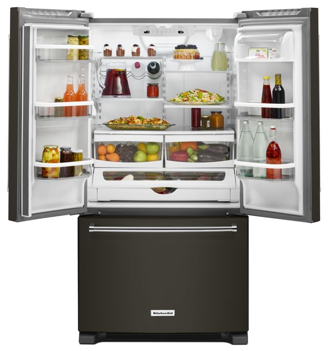 KitchenAid® 20.0 Cu. Ft. Black Stainless Steel with PrintShield™ Finish Counter Depth French Door Refrigerator-2