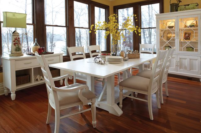Klaussner® Carolina Preserves® Sea Breeze Trestle Storage Dining Table-1