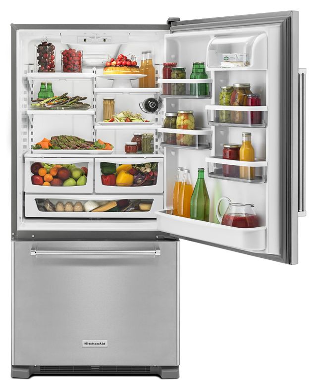 KitchenAid® 22.07 Cu. Ft. Stainless Steel Bottom Freezer Refrigerator 2