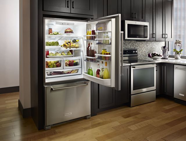 KitchenAid® 22.07 Cu. Ft. Stainless Steel Bottom Freezer Refrigerator 4