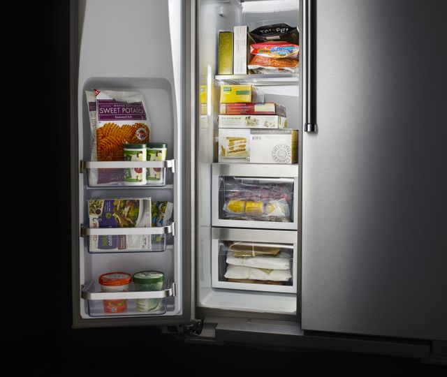 KitchenAid® 19.85 Cu. Ft. Monochromatic Stainless Steel Counter Depth Side-By-Side Refrigerator 4