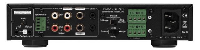 Parasound® ZoneMaster™ Universal 2 Channel 4 Speaker & Sub Amplifier 2