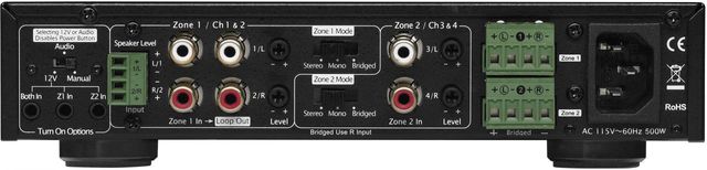 Parasound® ZoneMaster™ Universal 4 Channel 8 Speaker Amplifier 2