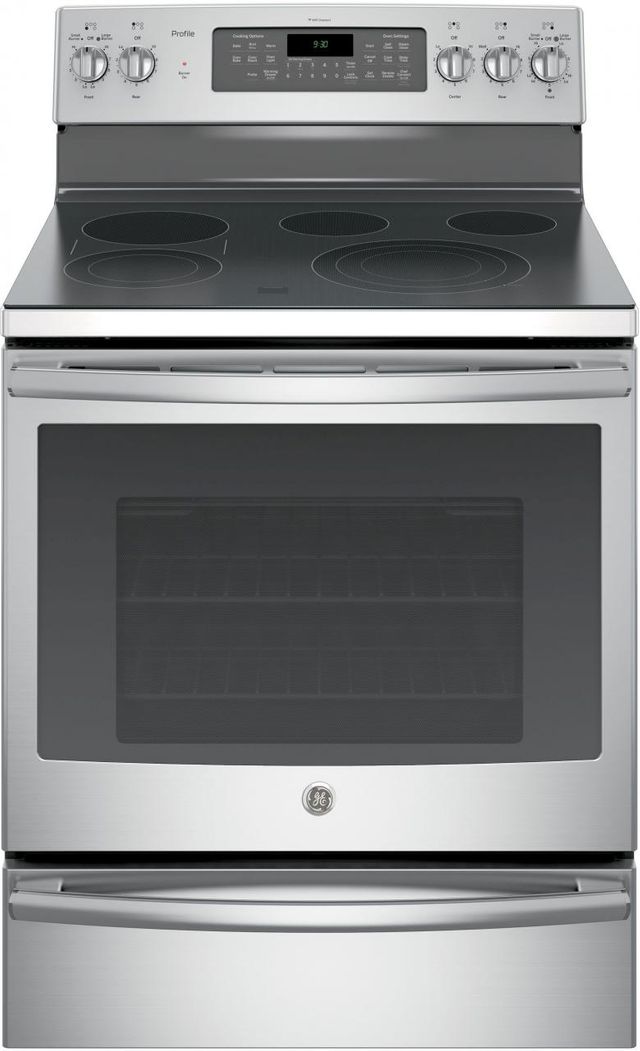 GE Profile™ Series 29.88" Stainless Steel Free Standing Electric Convection Range 0