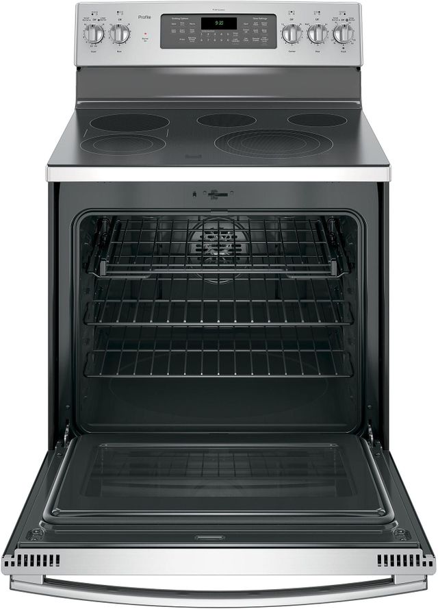 GE Profile™ Series 29.88" Stainless Steel Free Standing Electric Convection Range 1