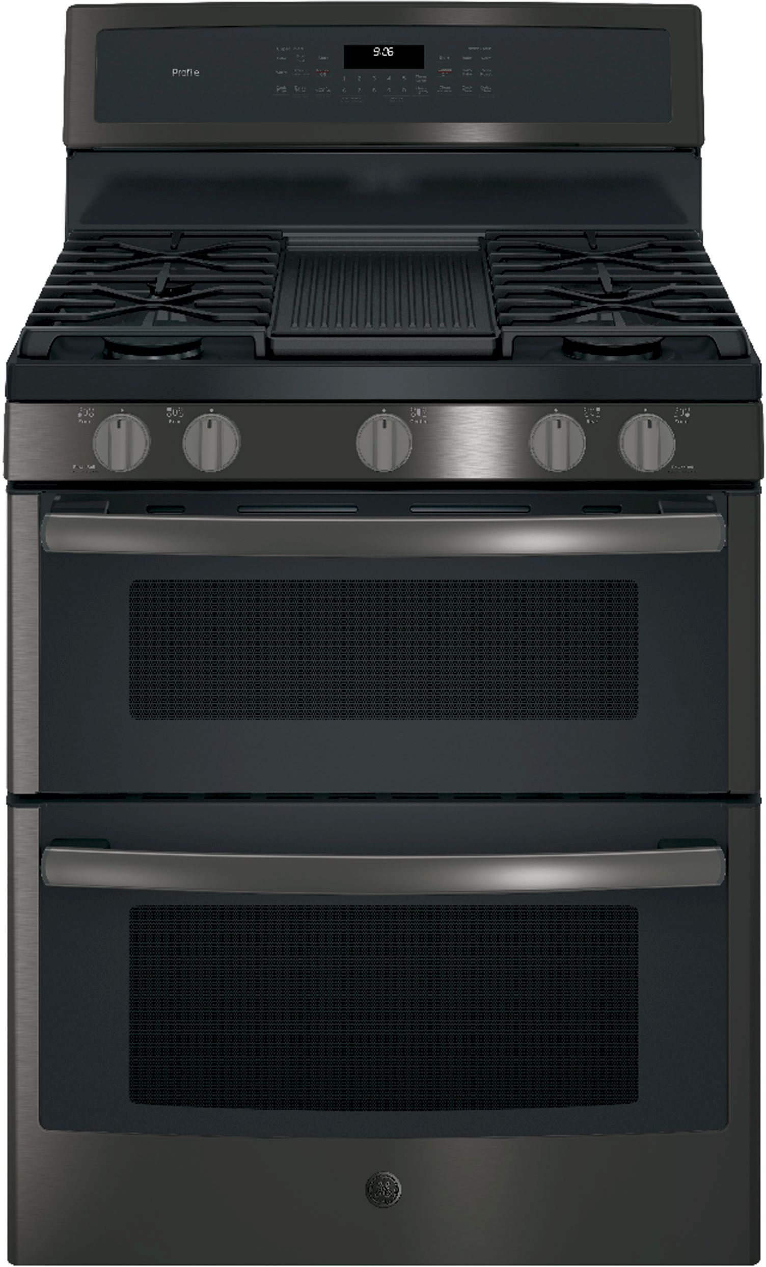 GE Profile™ 30" Black Stainless Steel Free Standing Gas Double Oven Convection Range