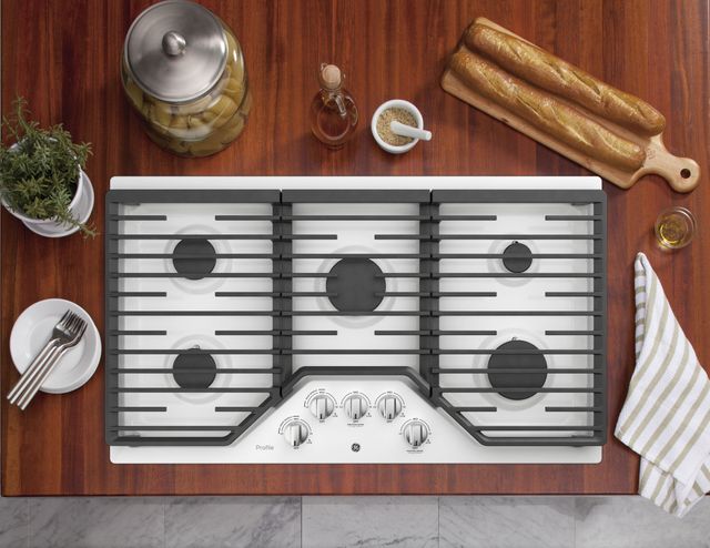 GE Profile™ 36" White Built-In Gas Cooktop 4