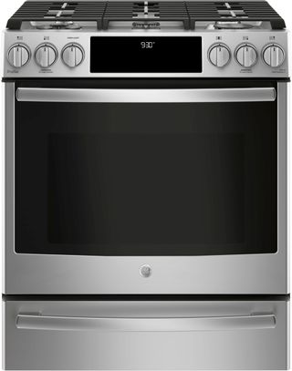 GE Profile™ 30" Stainless Steel Slide-In Front Control Gas Range