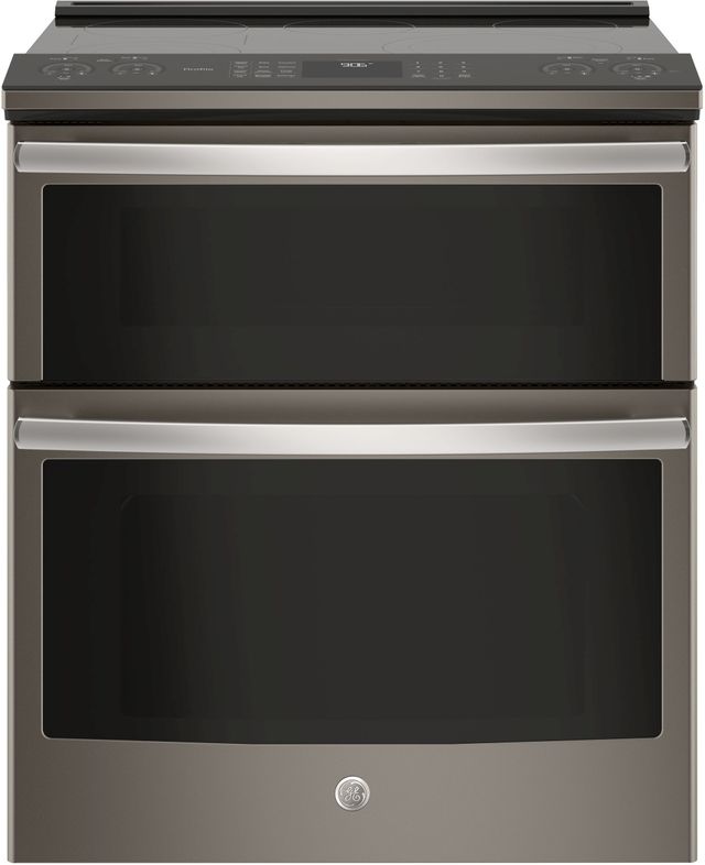 GE Profile™ 29.88" Slate Slide-In Electric Double Oven Convection Range